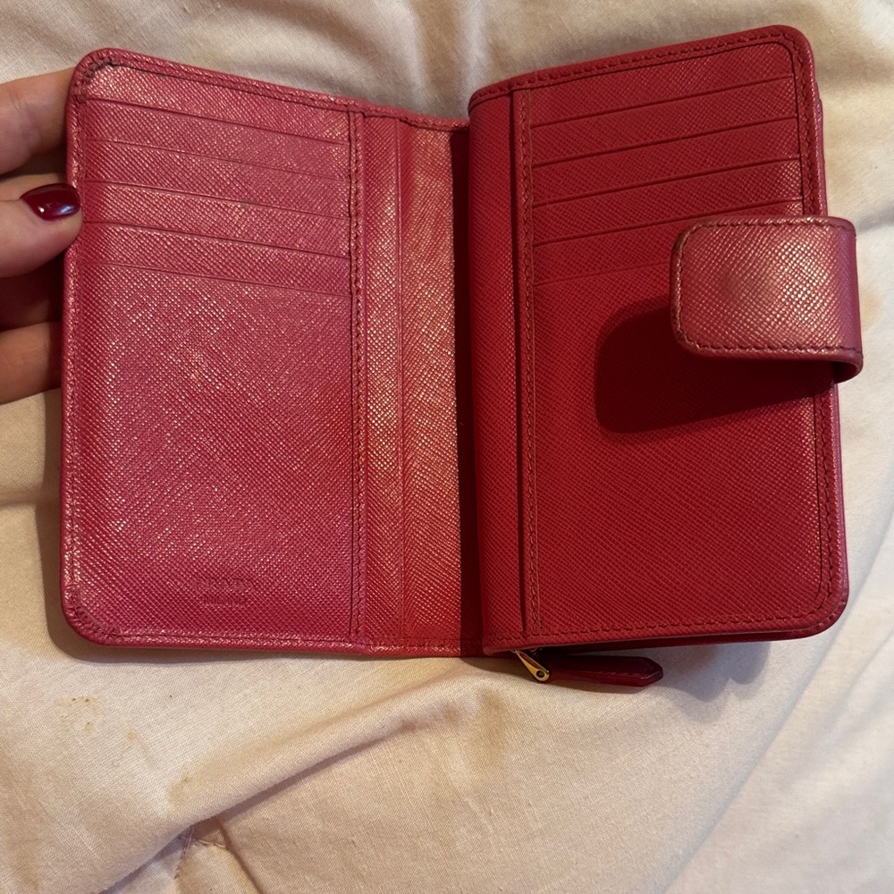 Pink Prada Saffiano Metal Oro Bi-fold - Picture 10 of 11